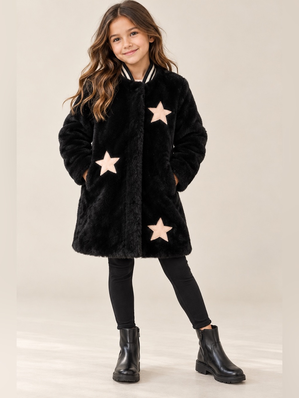 NWOT GB Girls Black Faux Coat